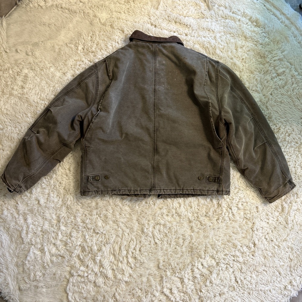 Carhartt J22-CHT Brown Vintage Mens XXL Arctic Jacket Corduroy Collar Distressed - Picture 4 of 16
